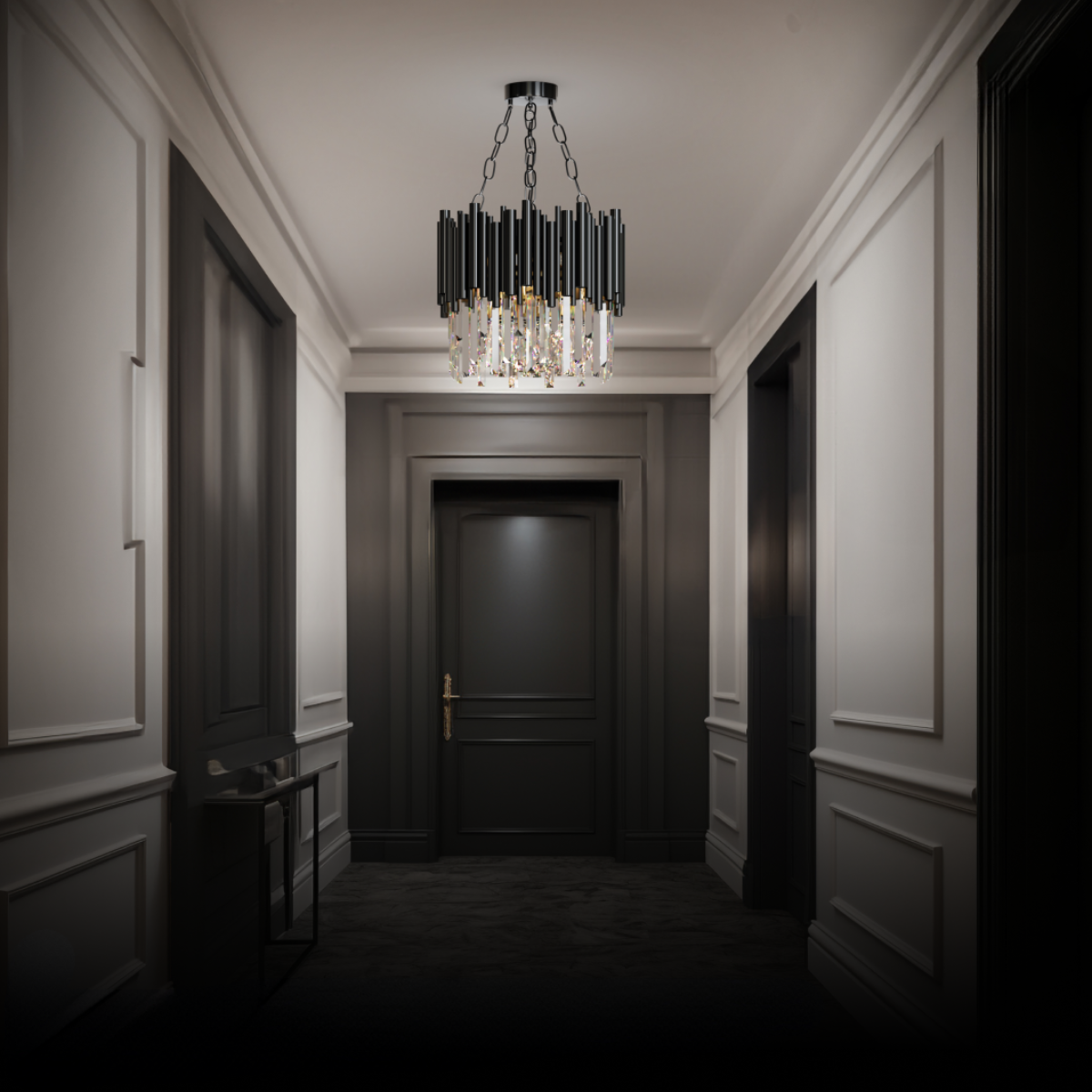 Kristy Suspension LED Industrielle Noir Cylindrique En Verre/Métal Salon