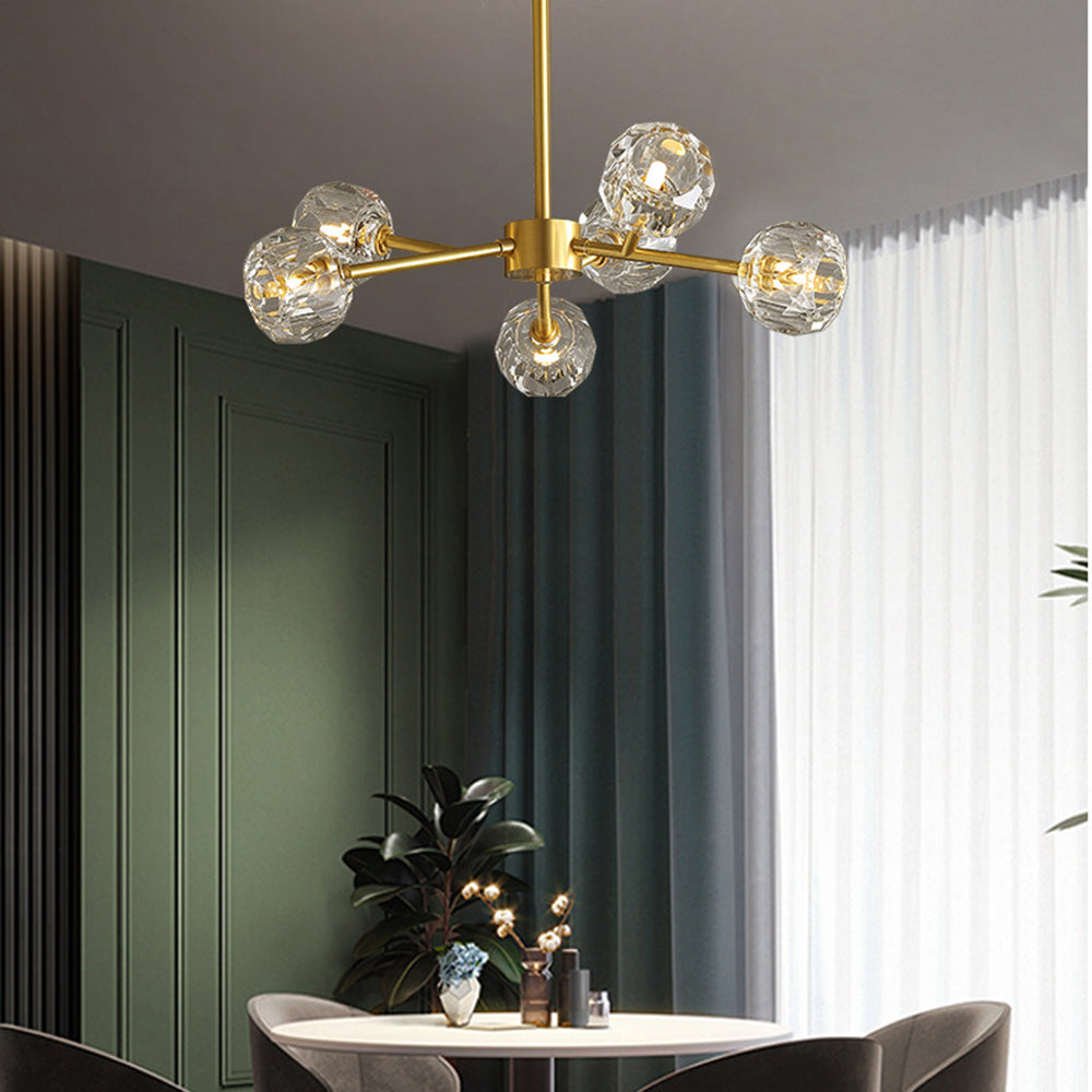 Valentina Luminaires Suspensions Multi Balle Moderne Cuivre/Cristal Noir/Doré Salon/Salle à Manger