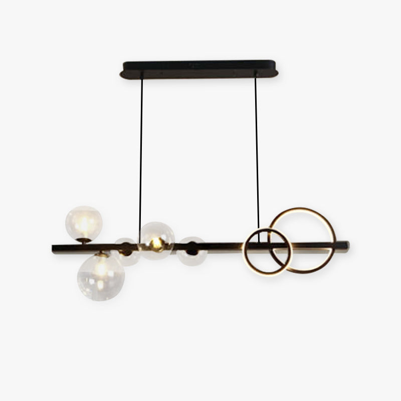Valentina Suspension Anneau/Ronde Moderne, Métal/Verre, Noir/Doré, Salon - Neutralighting