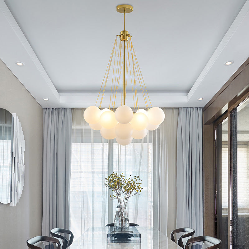 Valentina Lustre Globe Modenre, Fer/Verre, Noir/Blanc, Salon - Neutralighting