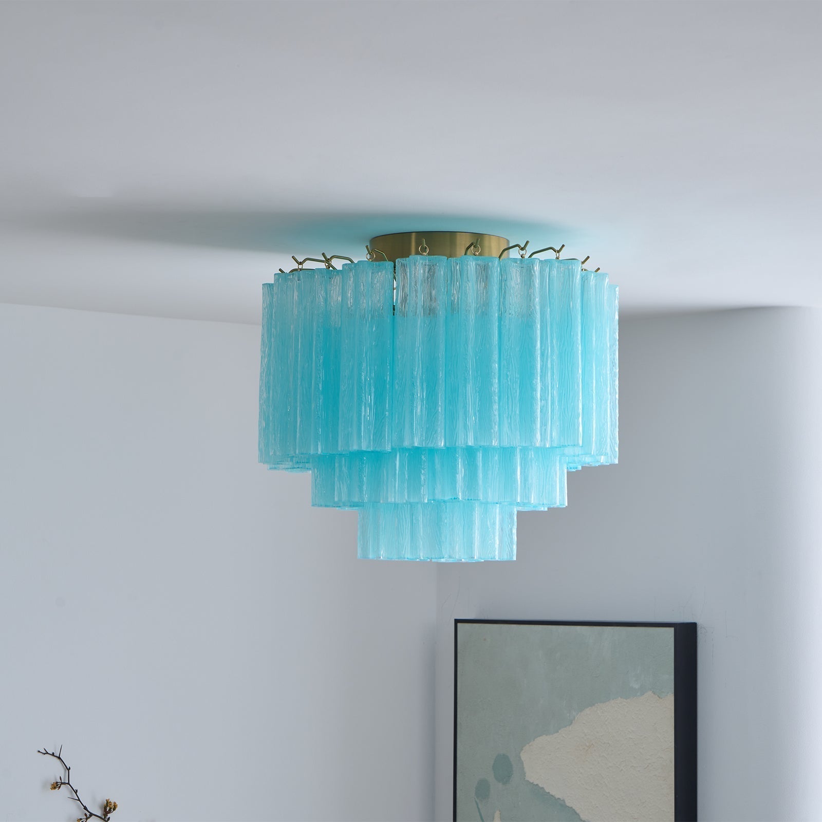Aurora Ceiling Lamp White Murano Glass Layered Elegant Modern - Letslighting