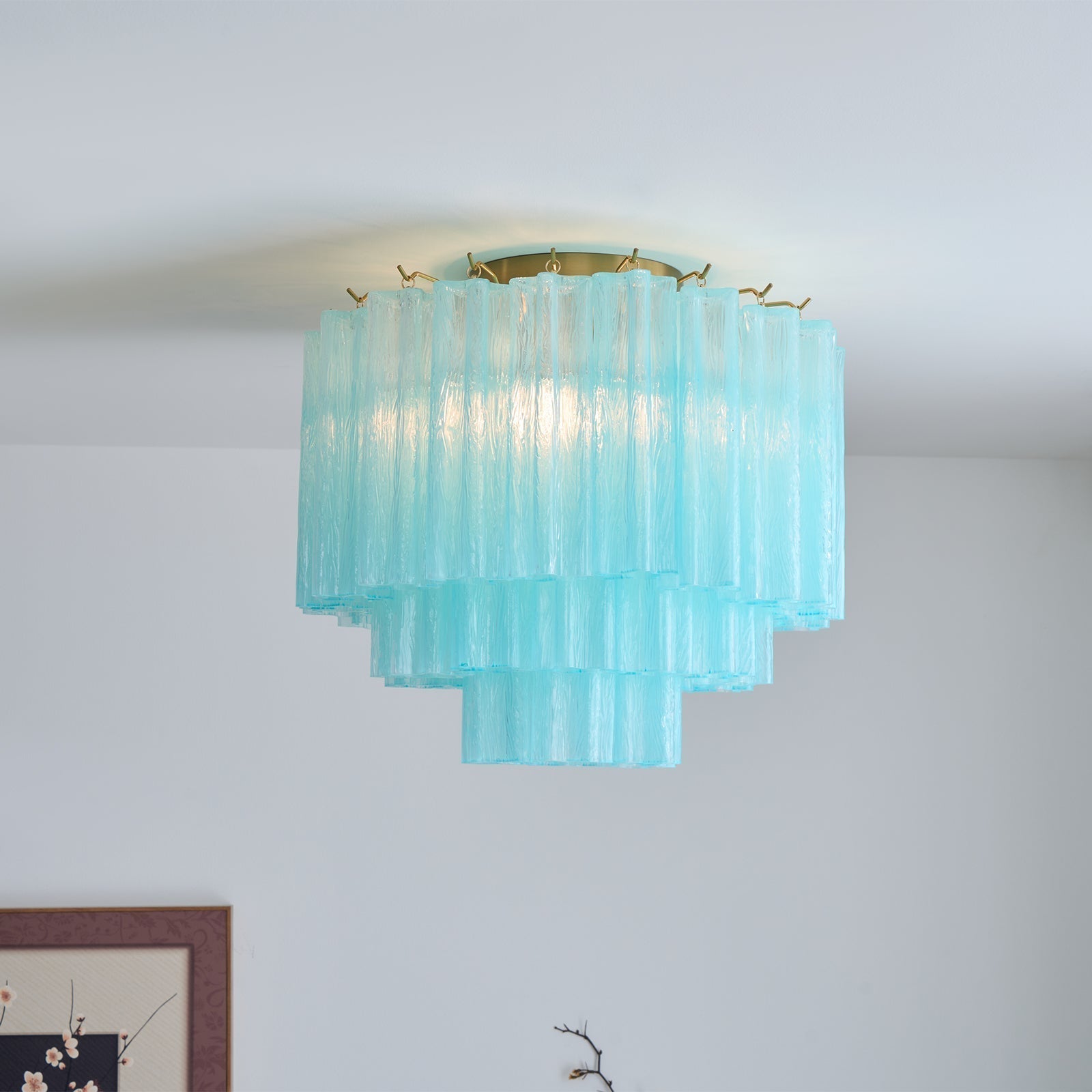 Aurora Ceiling Lamp White Murano Glass Layered Elegant Modern - Letslighting