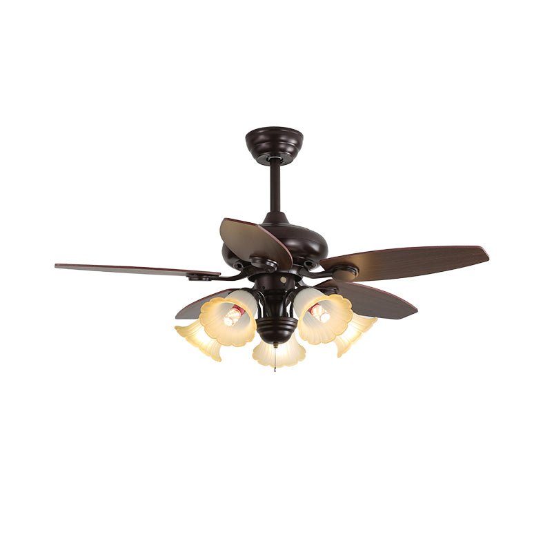 Solara Plafonnier Ventilateur Classique en Bois et Verre