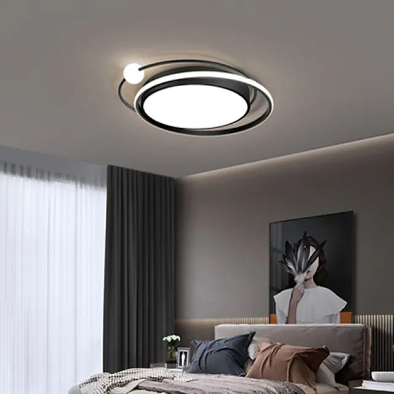 Arisha Plafonnier Anneau Moderne, Métal/Gel de Silice, Noir/Doré, Bureau - Neutralighting