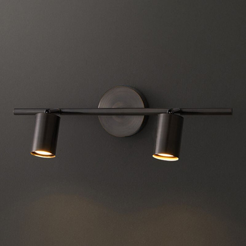 Arisha Applique Murale Cylindrique Minimaliste, Métal, Noir/Laiton, Salle de Bain - Neutralighting