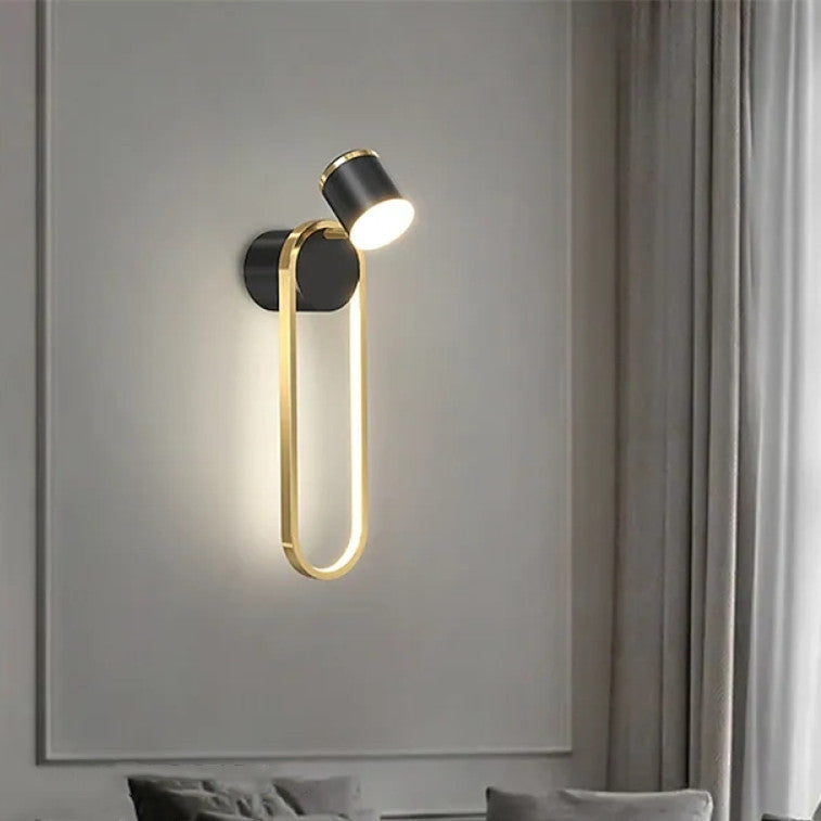 Ray Applique Murale Cylindre Etoile Moderne, Métal, Noir/Or, Chambre - Neutralighting