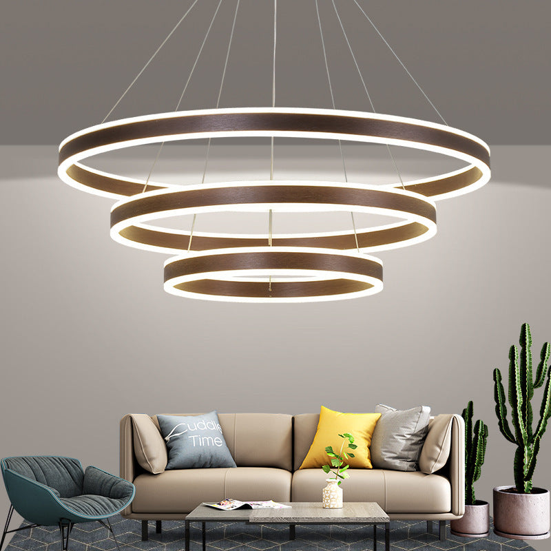 Arisha Led Suspension Cercle Minimaliste, Acrylic/Metal, Brun, Chambre - Neutralighting