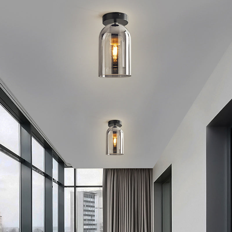 Arisha Plafonnier Cylindre Moderne, Cuivre/Verre, Cognac/Gris Fumé, Salon - Neutralighting