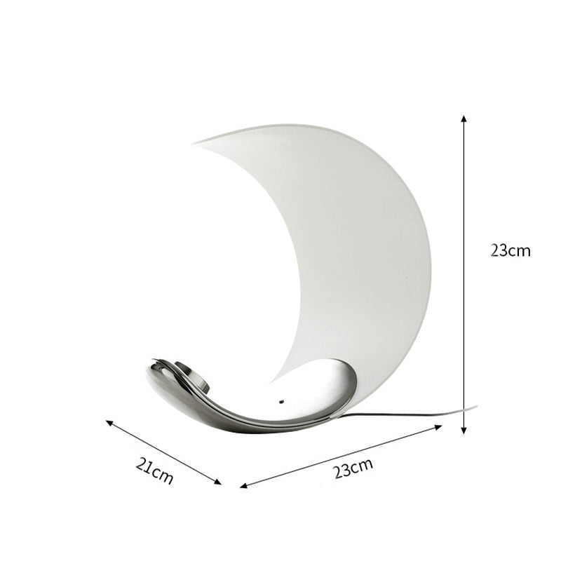 Aria Lampe de Table Lune Moderne, Métal/Acrylique, Blanc, Salon