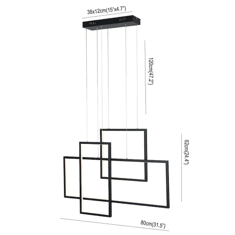 Arisha Lustre Rectangulaire Moderne, Métal/Gel de Silice, Noir/Blanc, Salon - Neutralighting