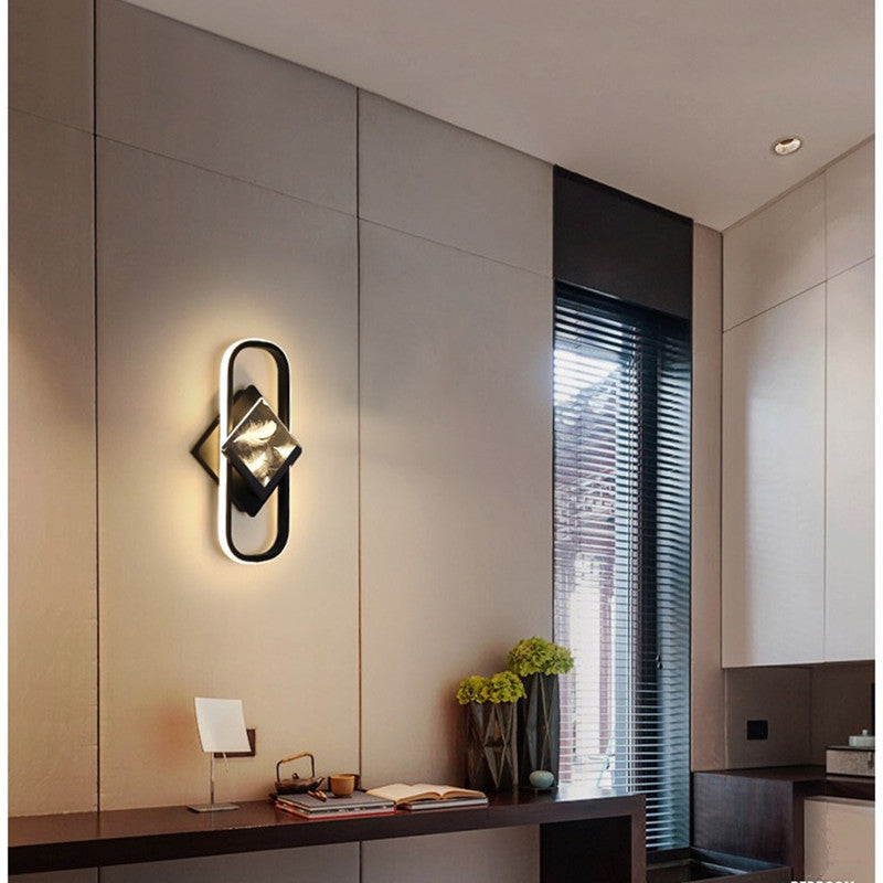 Ray Applique Murale Carrée de Luxe, Métal/Acrylique, Noir, Salon/Chambre à Coucher - Neutralighting