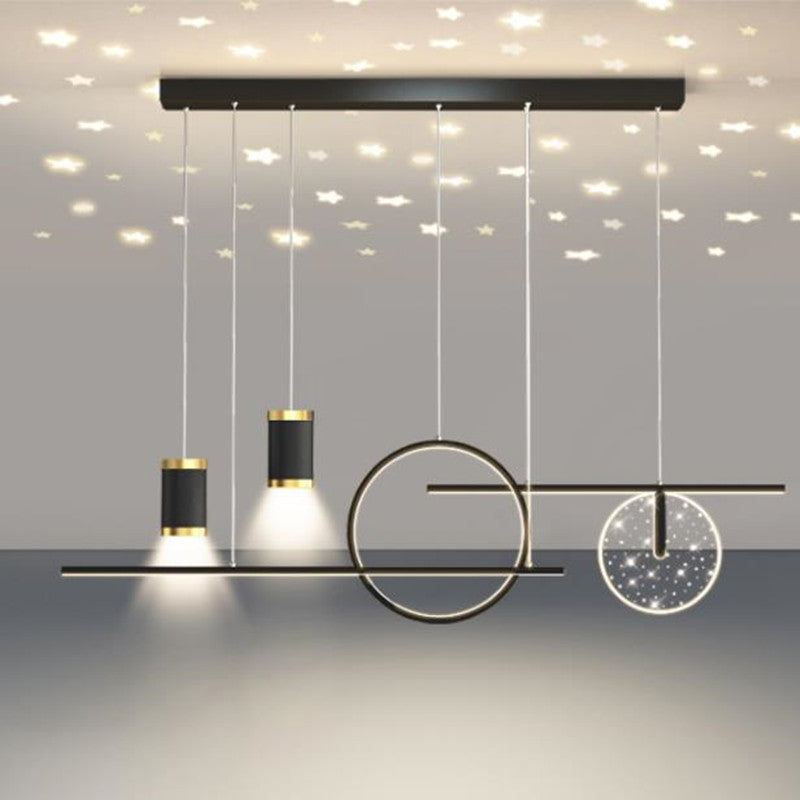 Arisha Luminaires Suspension Etoilé Moderne, Métal, Noir/Blanc/Or, Salon - Neutralighting