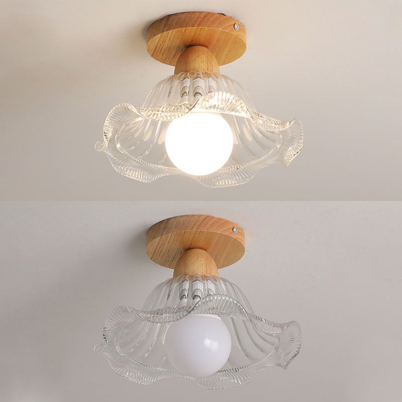Arisha Moderne LED Plafonnier Dôme Bois Verre Salon Salle à Manger - Neutralighting