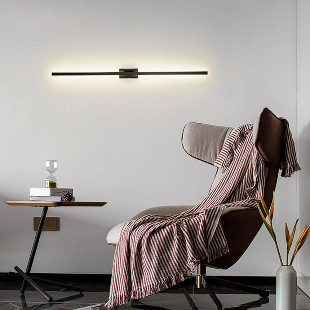 Arisha Longue Intérieur LED Applique Murale Linéaire Moderne Métal Noir Salle de Bain - Neutralighting