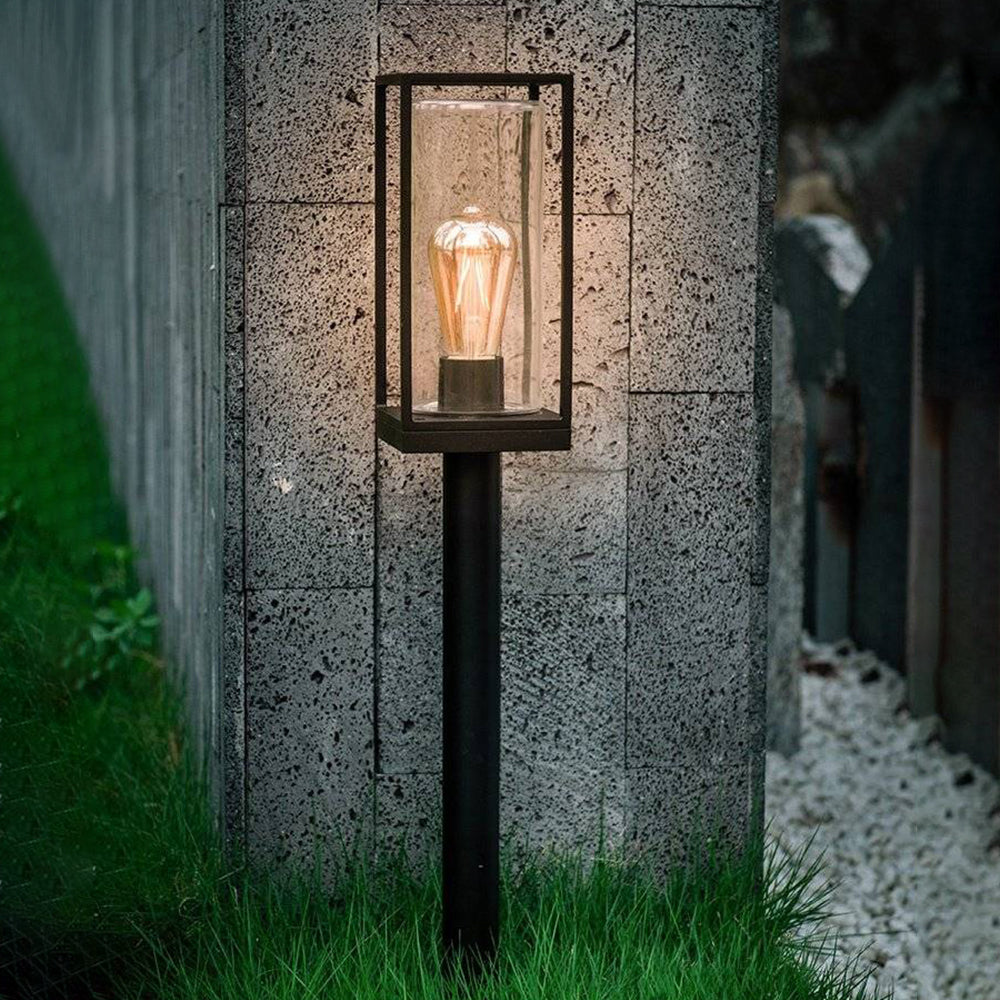 Ray Borne Extérieure Rectangulaire Moderne, Métal/Verre, Noir, Allée