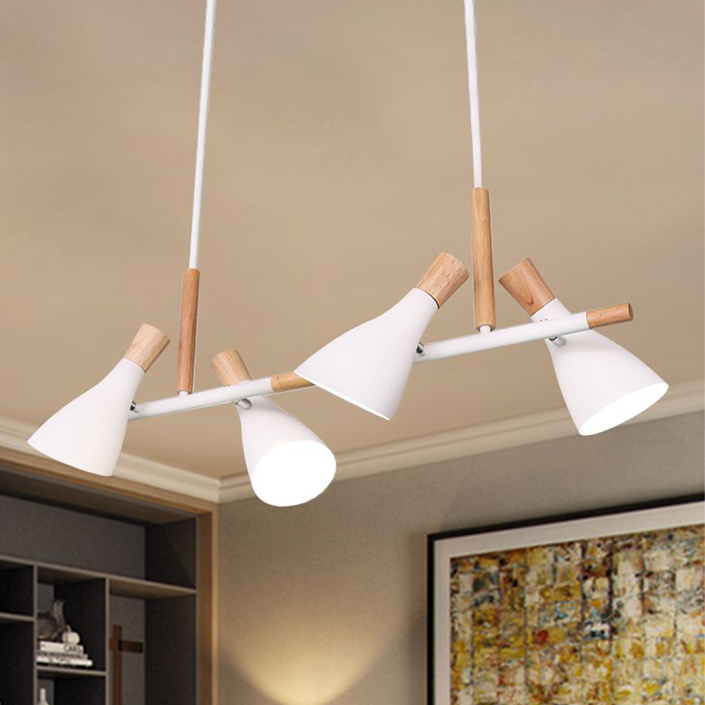 Valentina Luminaires Suspensions 4 Lampes Nordique Bois/Métal Blanc/Vert/Gris Cuisine/Salon - Neutralighting