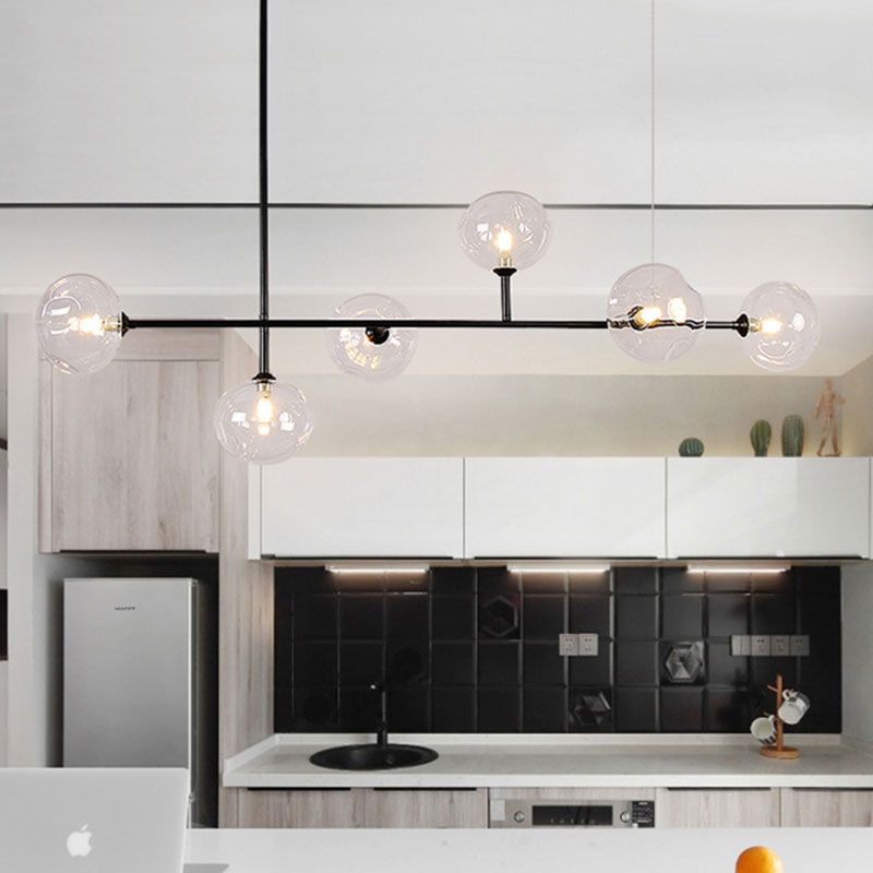 Valentina Moderne LED Suspension Noir Métal Verre Salon Chambre à coucher - Neutralighting