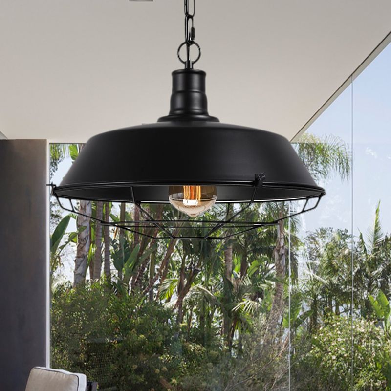 Silva Dôme Rustique LED Suspension Noir Métal Chambre à Coucher - Neutralighting