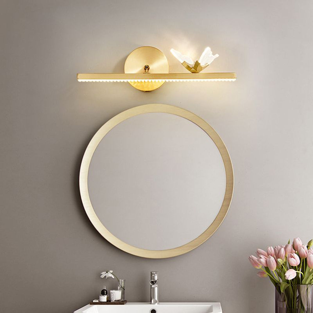Arisha Applique Murale à Miroir Design Italien Iibellules Moderne Acrylique/Métal Doré Salle de Bain - Neutralighting