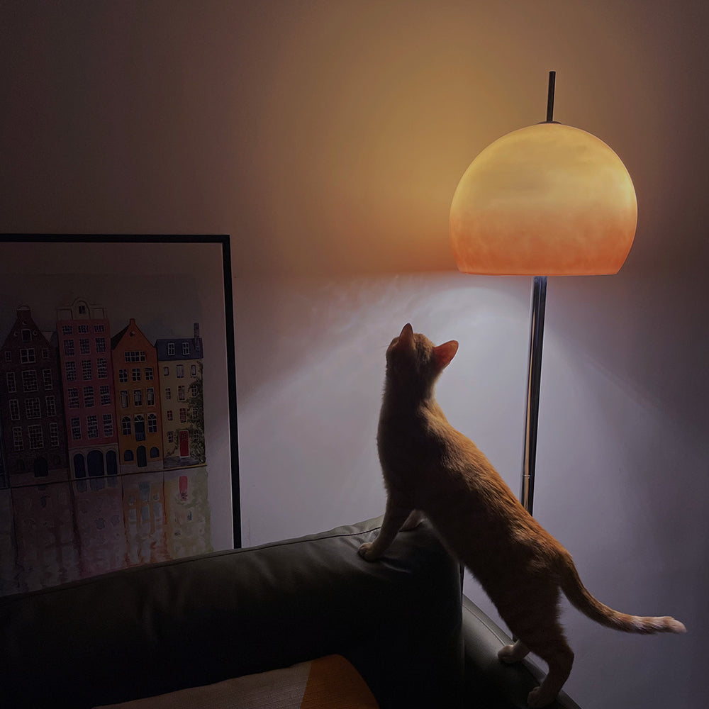 Mira Lampadaire Champignon Moderne, Métal/Verre, Jaune, Salon - Neutralighting