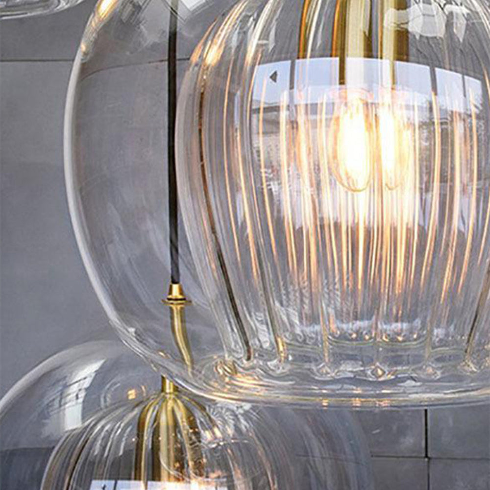 June Suspension Bulle Nordique Verre Transparent/Doré Salon/Chambre - Neutralighting