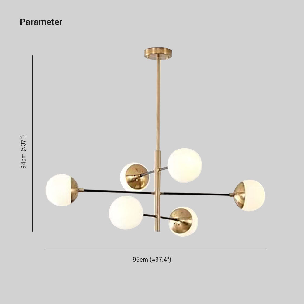 Valentina Globe LED Suspension Or Métal Verre Salon Chambre à Coucher - Neutralighting