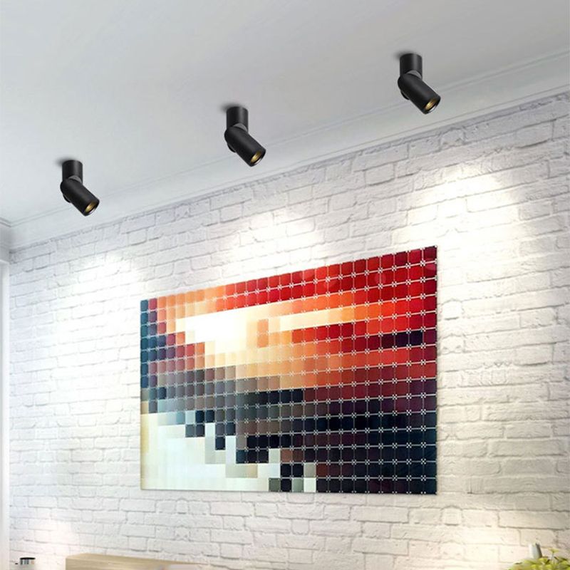Arisha Cylindre Simple LED Plafonnier Blanc Noir Métal Salon - Neutralighting