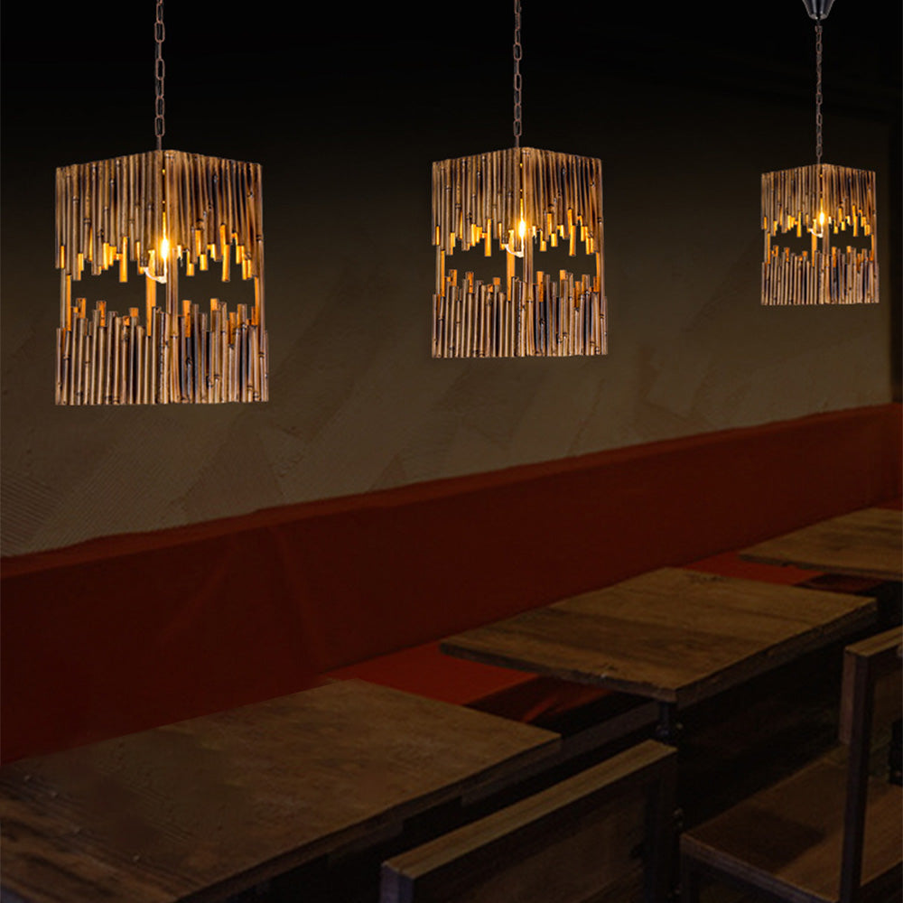 Epoch Suspension Rectangulaire Naturelle, Metal/Bois, Marron, Salon - Neutralighting