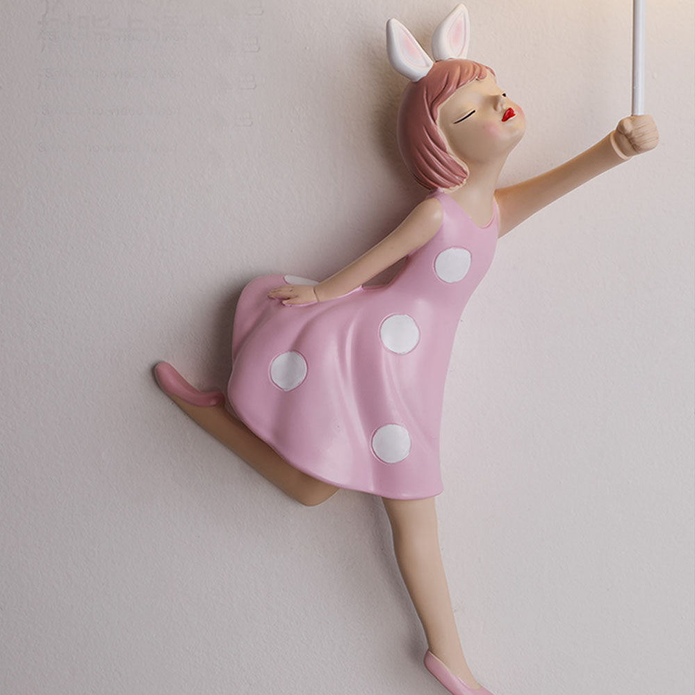 Aria Applique Murale Moderne en Forme de Ballon et de Fille, PV, Rose, Chambre à coucher - Neutralighting