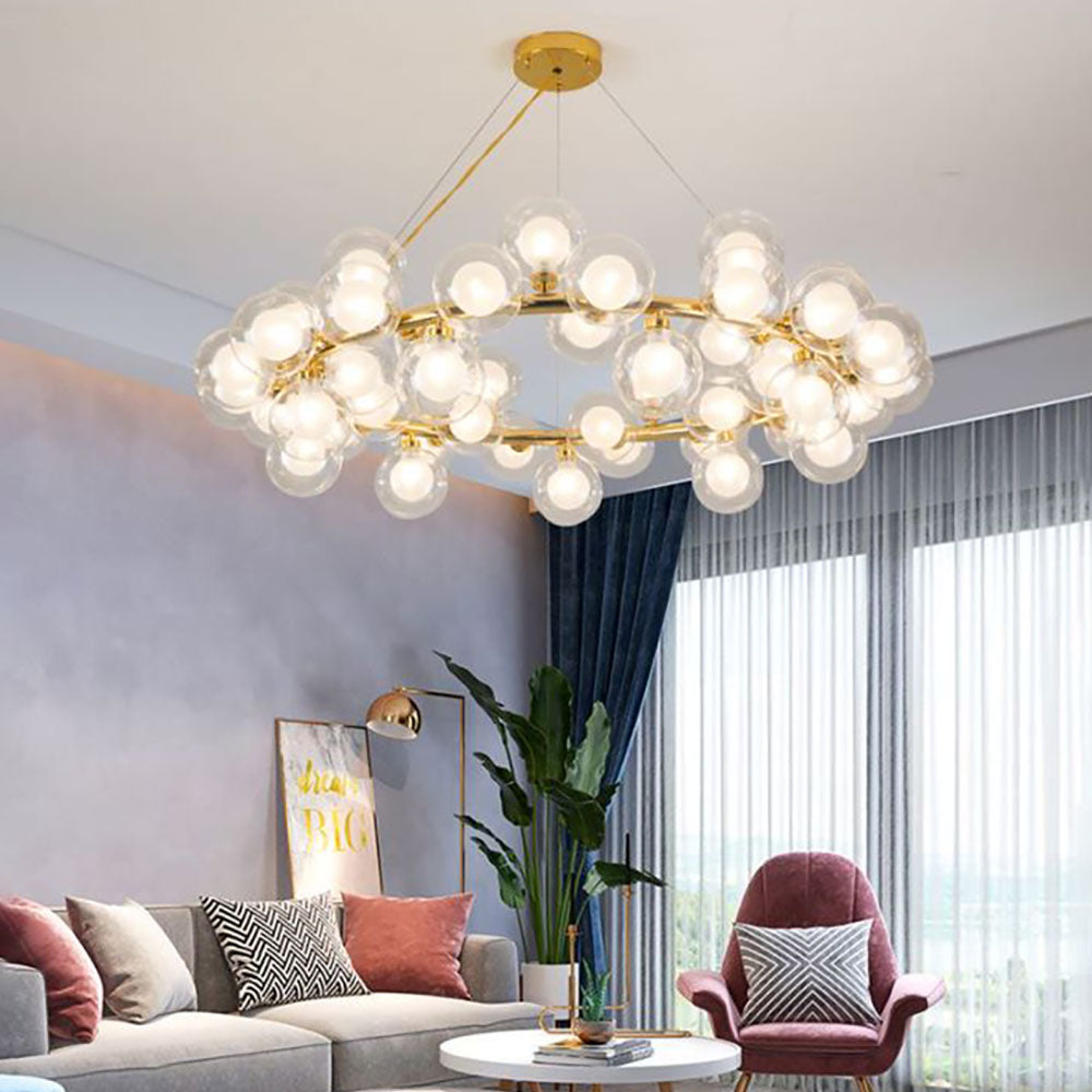 Valentina Luminaires Suspensions Design LED Art Deco Métal Verre Or Chambre à Coucher/Salon - Neutralighting