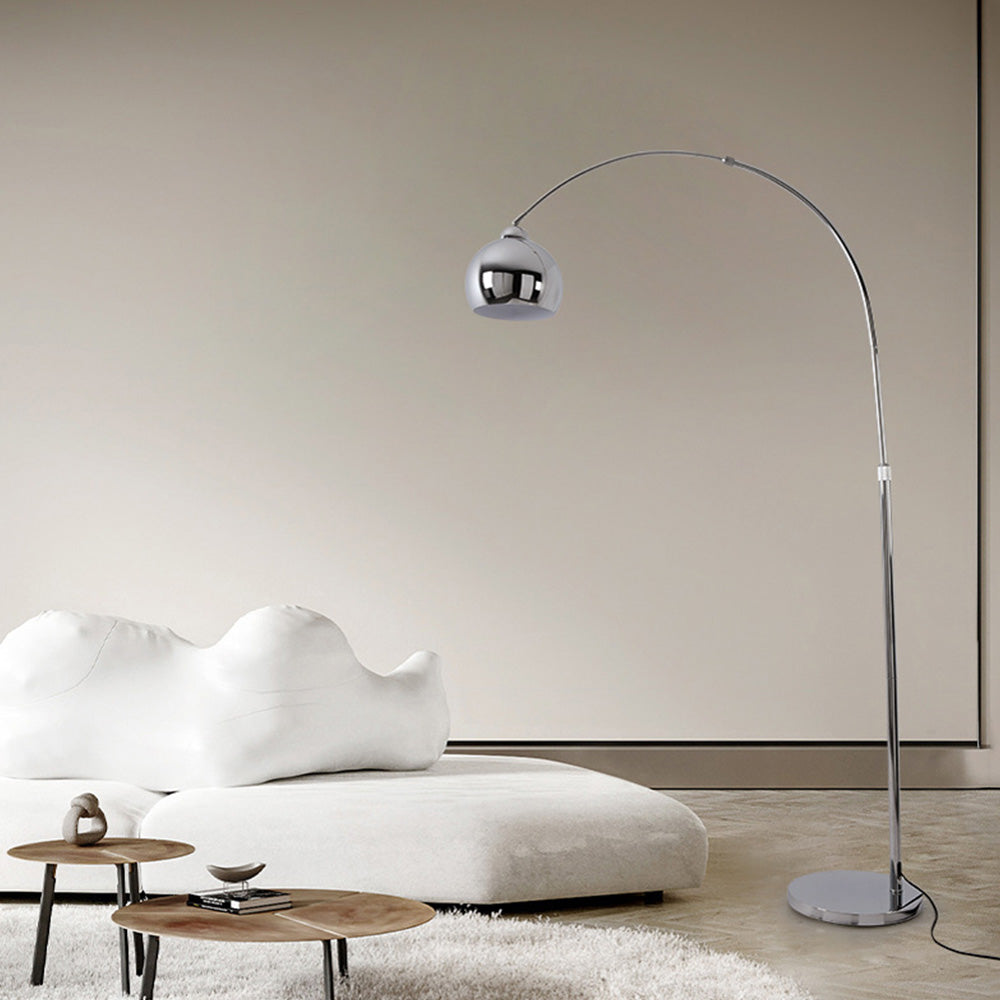 Mira Design Lampadaire Canne à Pêche Simple Argent Métal/Verre Chrome Salon Grande