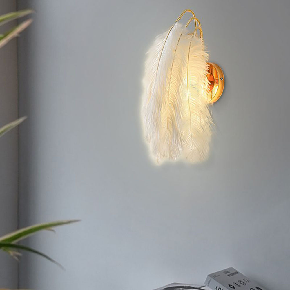O'Moore Applique Murale Design LED Plume Moderne Métal Plume Blanc Chambre à Coucher/Salon - Neutralighting
