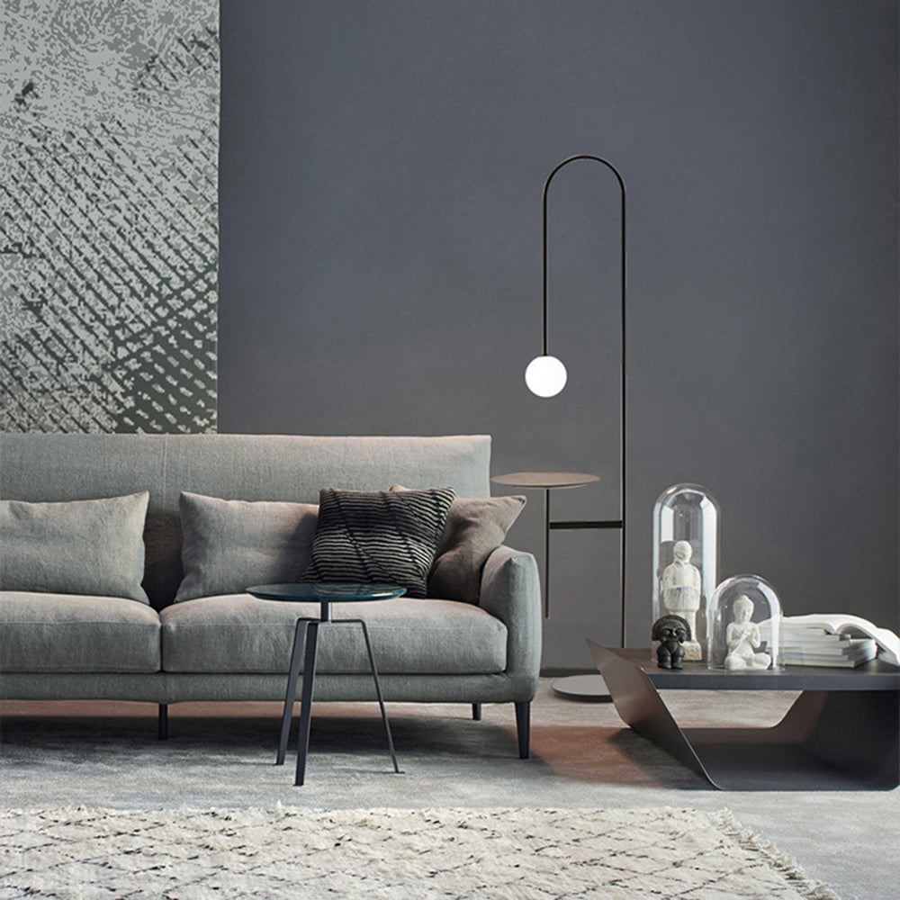 Valentina Design Avec Tableau Lampadaire Simple Métal/Marbre/Verre Noir Salon