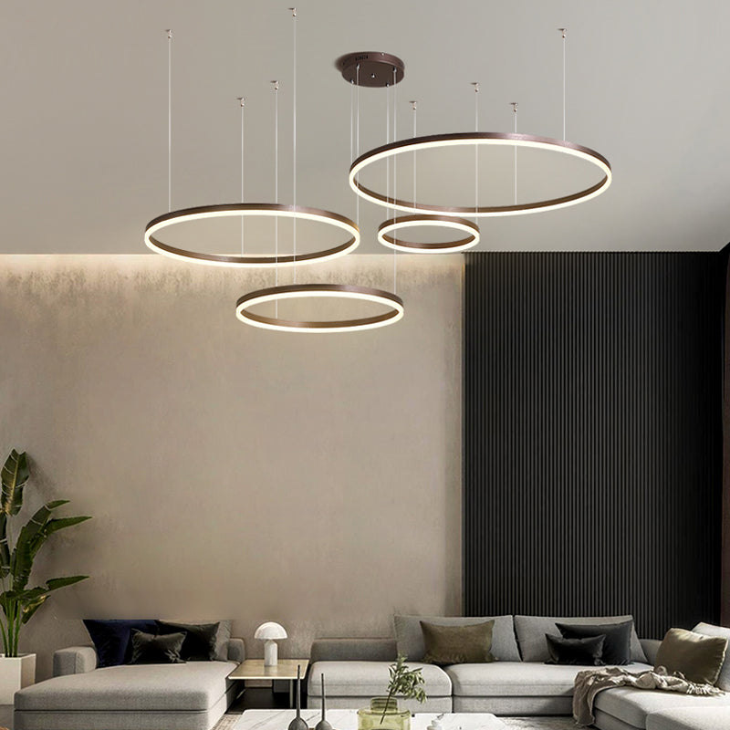 Remi Suspension Anneau Moderne Métal Noir/Doré/Café Salon
