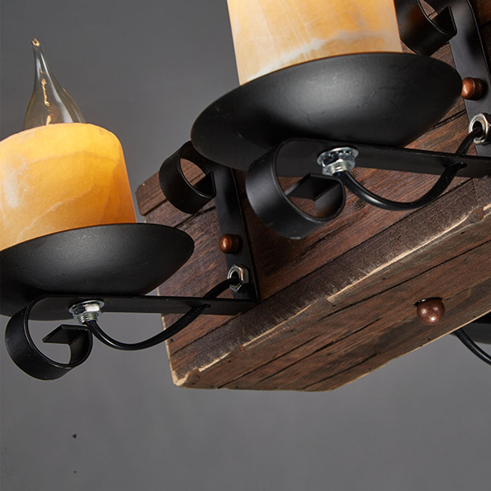 Epoch Suspension Sectangulaire Vintage, Metal/Bois, Marron, Salon - Neutralighting