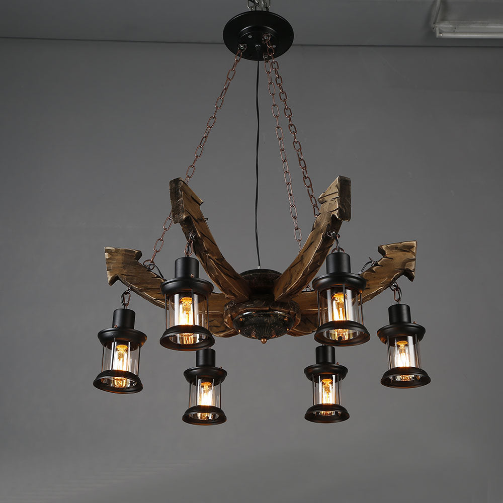Epoch Lustre Flèche Vintage, Metal/Bois, Marron, Salon - Neutralighting
