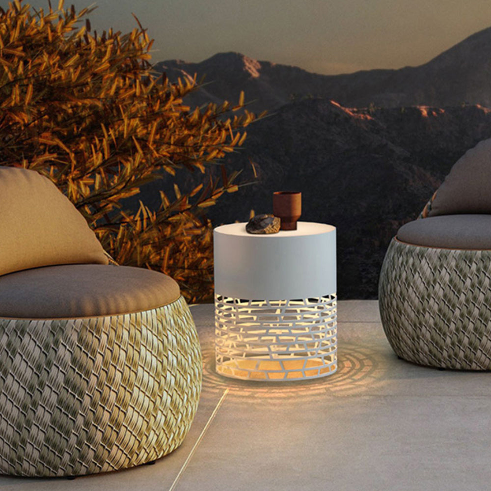 Ray Ronde LED Lampe de Table Blanc Métal/Acrylique Extérieur Jardin - Neutralighting