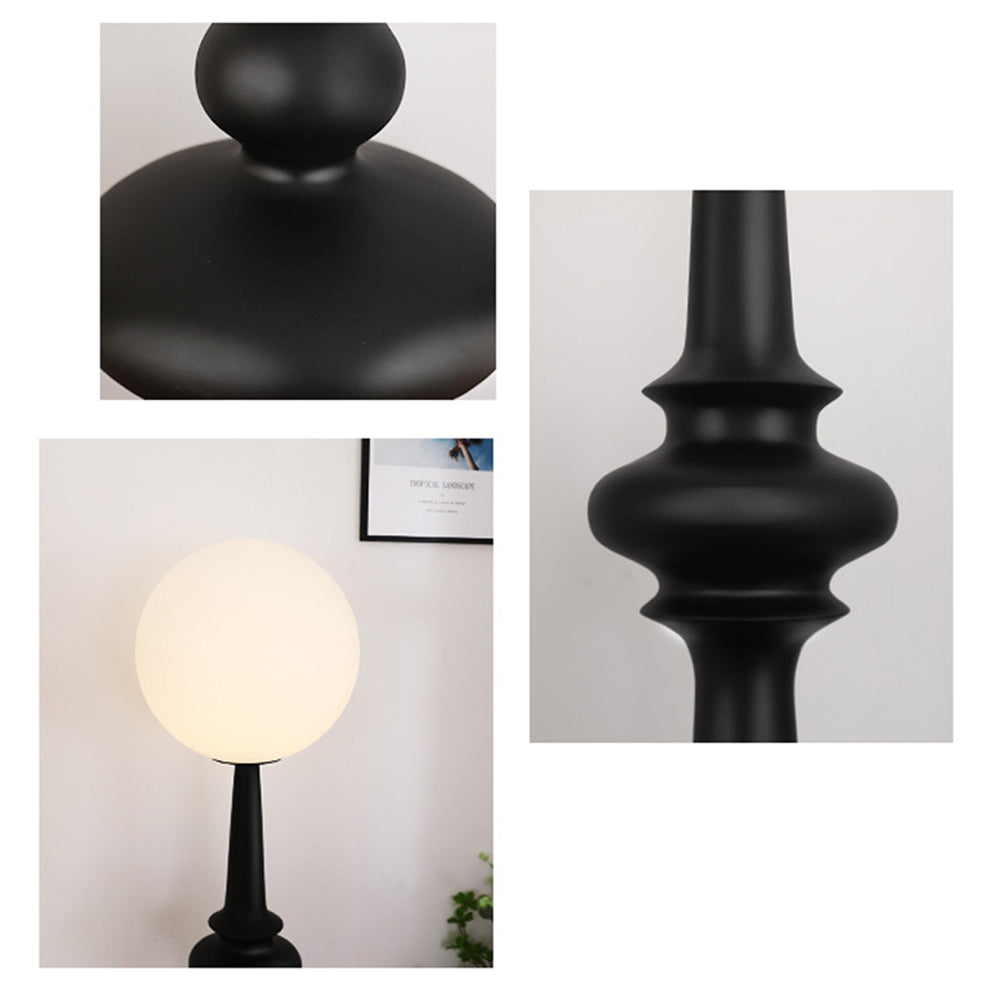 Mira Design Intérieur Lampadaire Colonne Vintage Résine/Verre Noir Salon/Chambre
