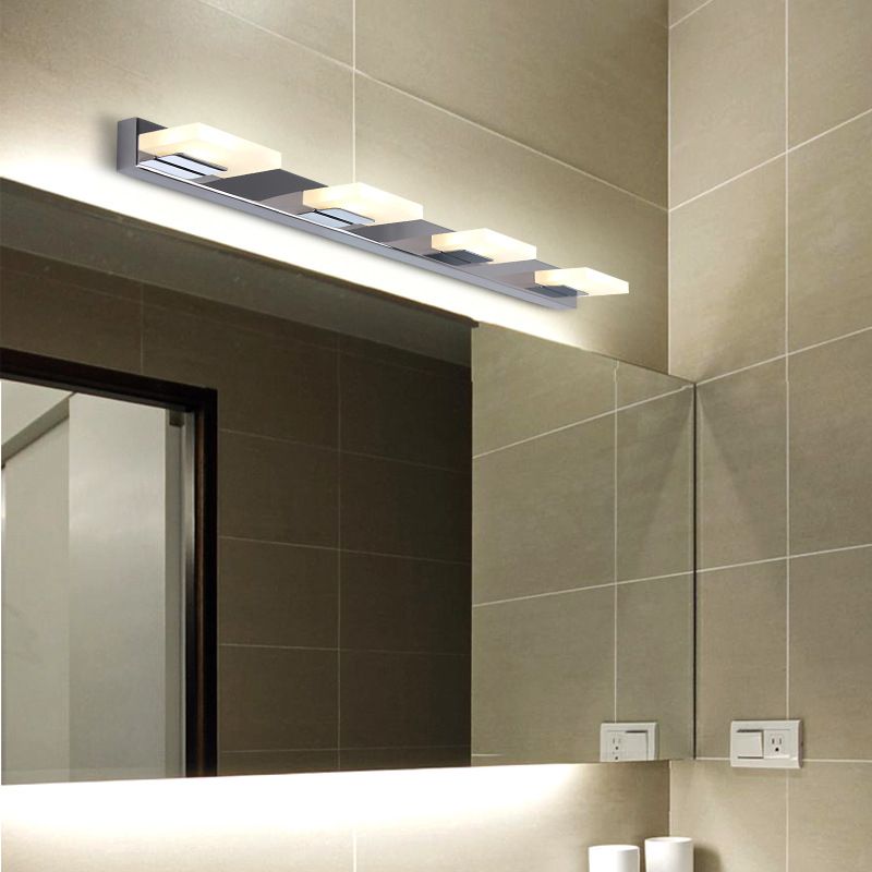 Arisha Design LED Applique Murale Miroir Carré Moderne Métal/Acrylique Argent Salle de Bain - Neutralighting