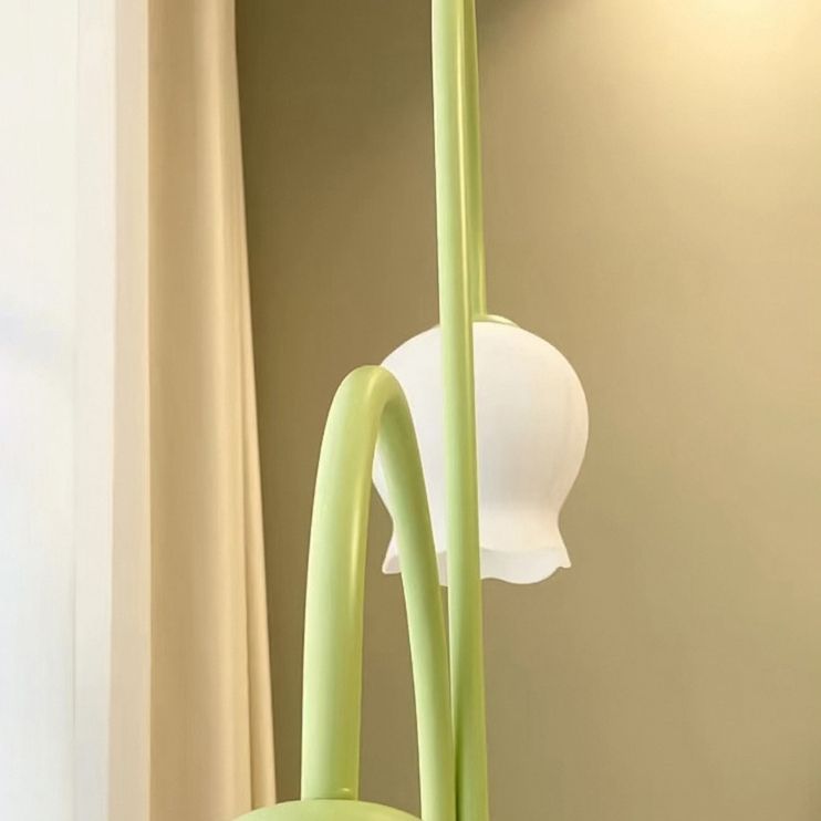 Arisha Lampadaire Fleur/Multi Art Deco, Métal/Verre, Blanc, Salon