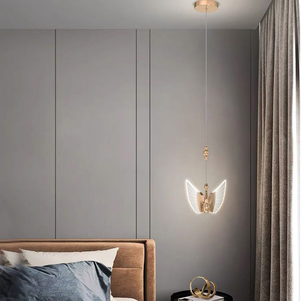 Arisha Design Luminaires Suspensions Cygne Moderne LED Métal/Acrylique Doré Rosé Salon - Neutralighting
