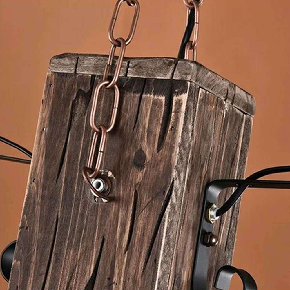 Epoch Suspension Rectangulaire Retro, Metal/Bois, Marron, Chambre - Neutralighting