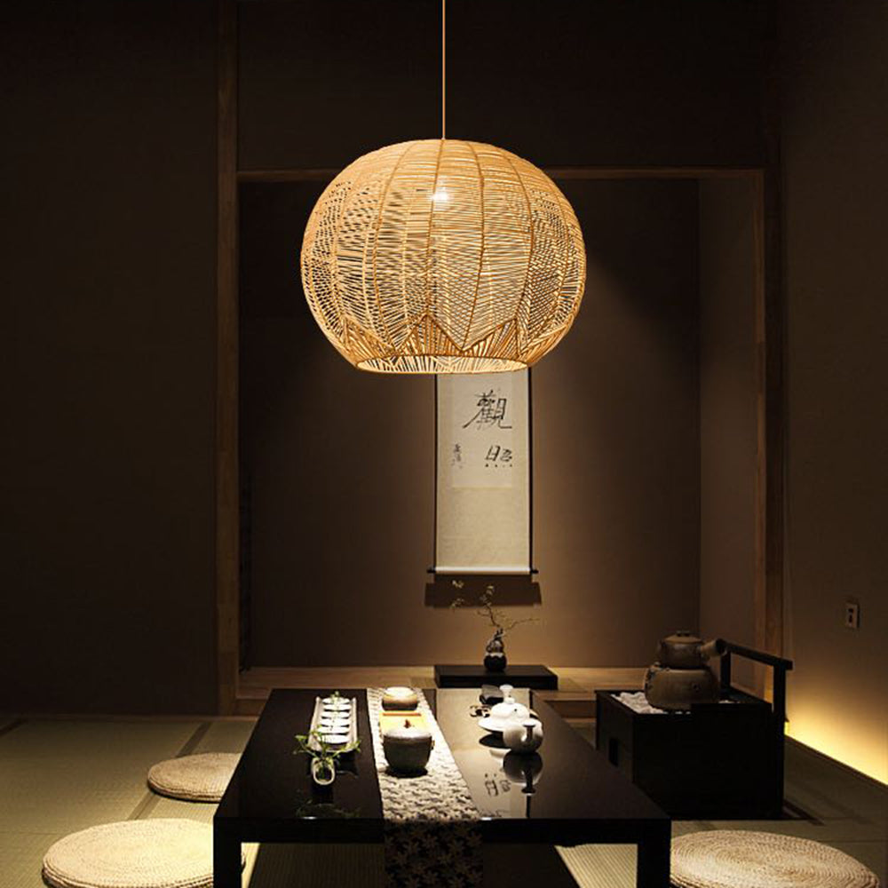 Ritta Luminaires Suspensions Grande Ballon Vintage Métal/Rotin Bois Bureau/Salon - Neutralighting