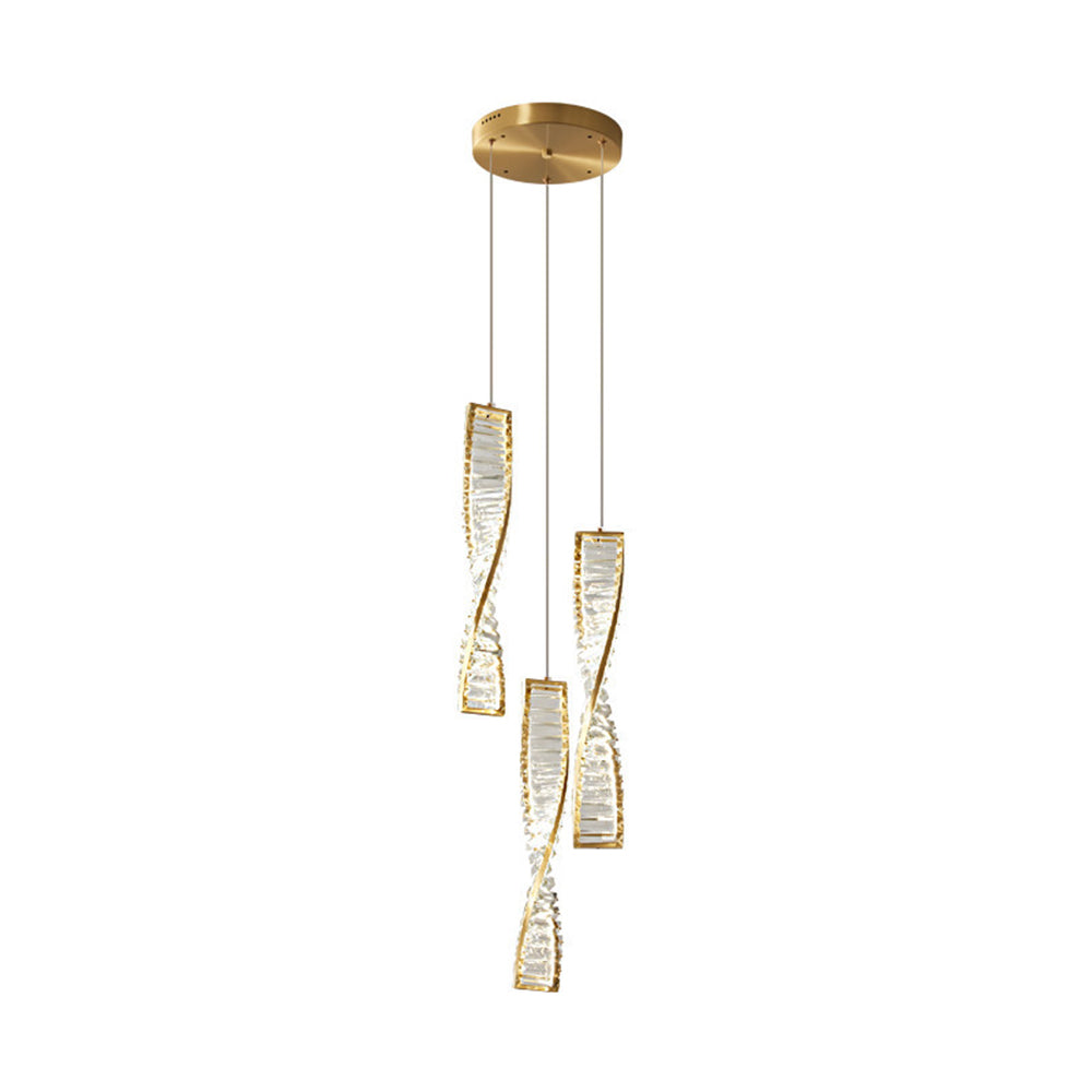 Kristy Suspension Carrée Moderne, Métal/Cristal, Noir/Or, Chambre à Coucher/Bar