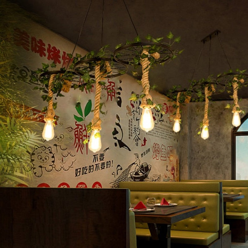 Arisha Industriel LED Lustre Noir Métal Saule Bar/Salon