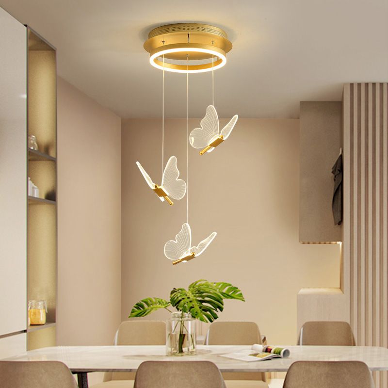 Olivia Moderne LED Suspension Doré Métal/Acrylique Salon Chambre à coucher - Neutralighting