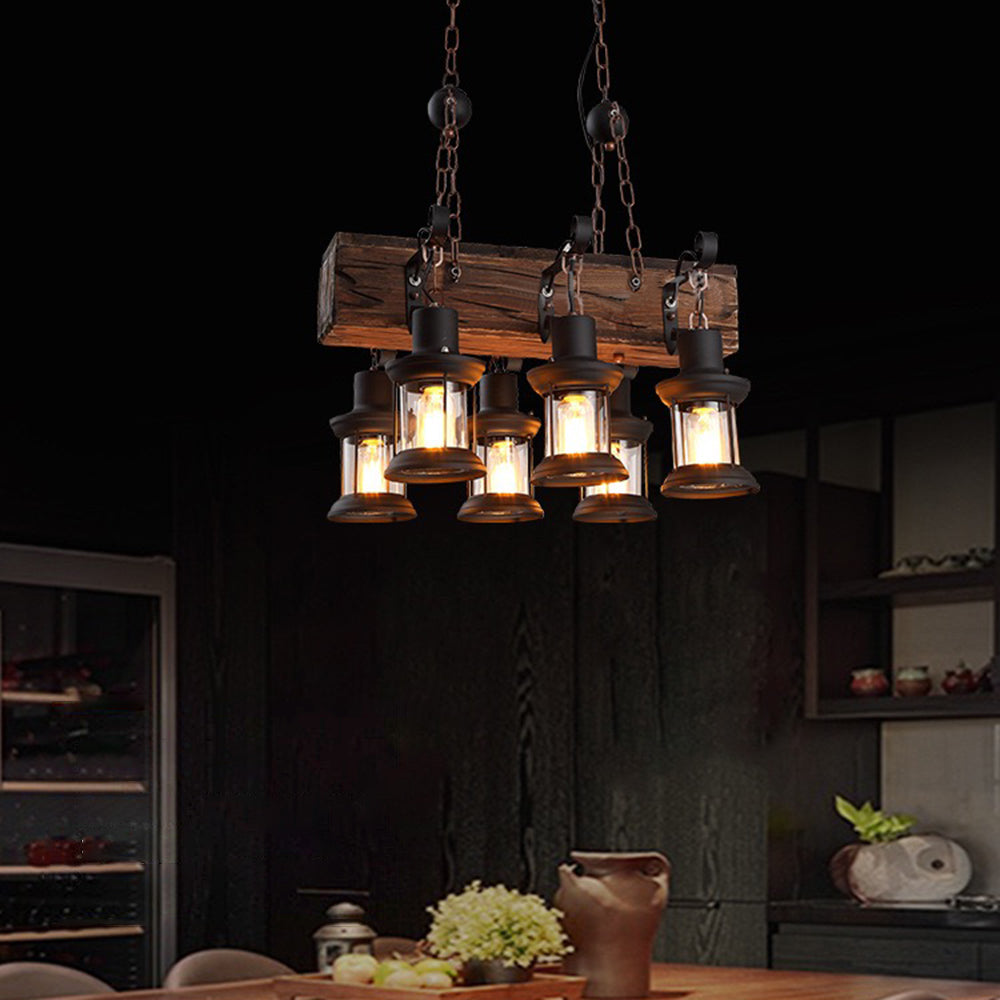 Epoch Suspension Rectangulaire Vintage, Metal/Bois, Marron, Chambre - Neutralighting