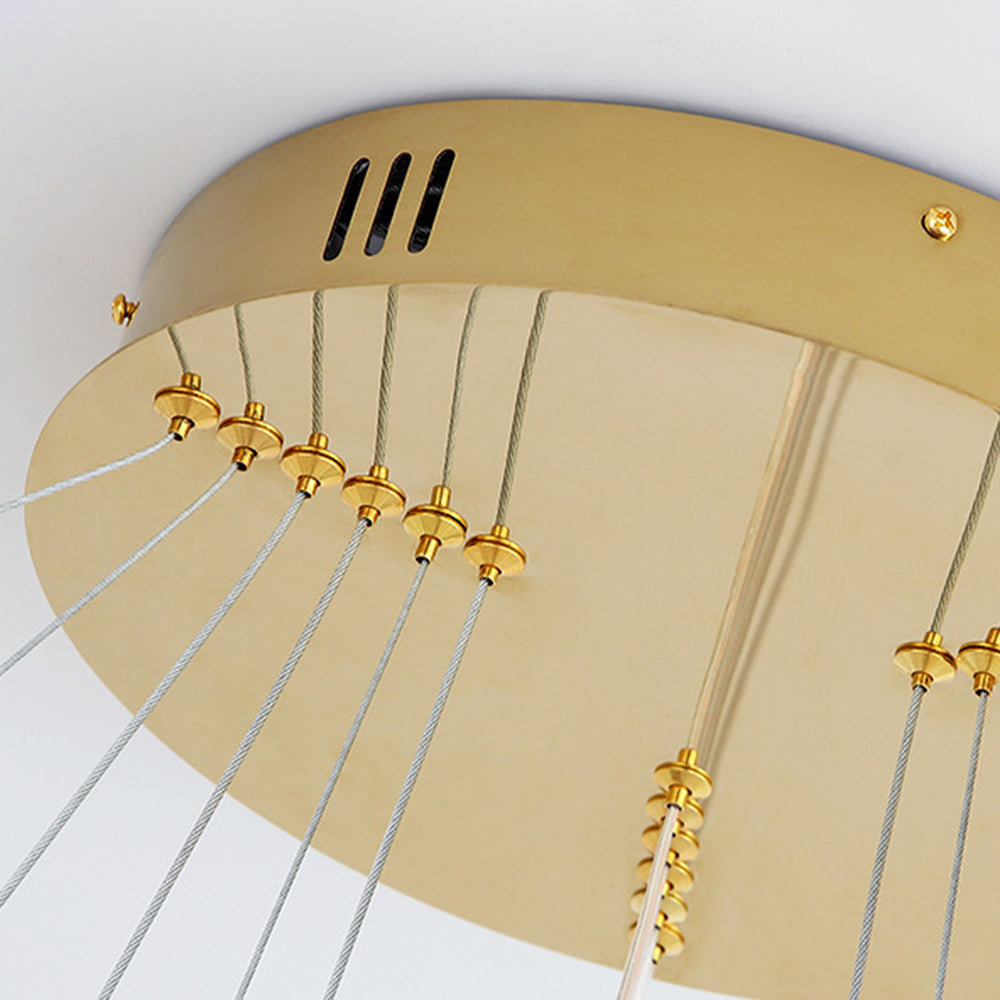 Arisha Grande Design LED Luminaires Suspensions Anneau Moderne Acrylique Doré Salon - Neutralighting