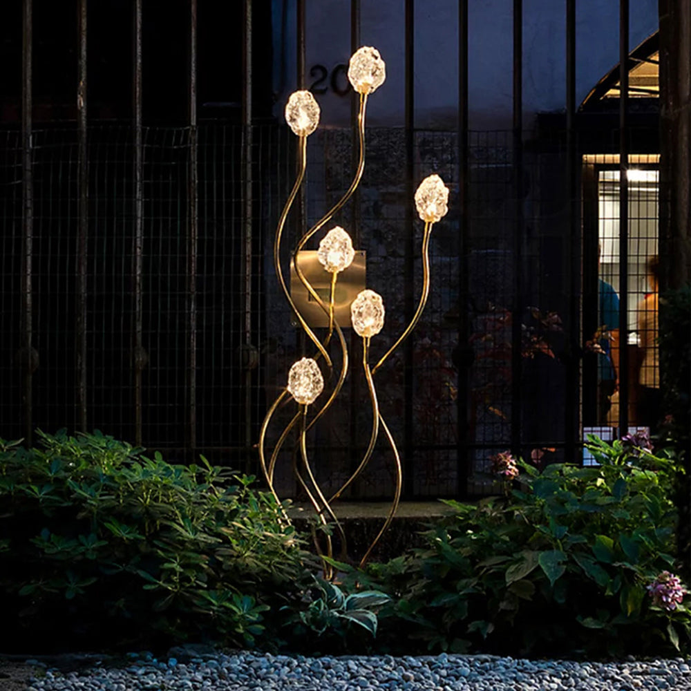 Arisha Lampe Extérieure au Sol Linéaire Simple, Métal/Verre, Or, Jardin - Neutralighting