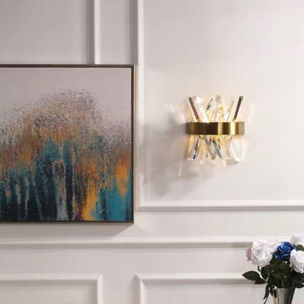 Kristy Applique Murale Luxueux LED Moderne Métal Cristal Or Chambre à Coucher/Salon - Neutralighting